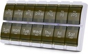 2 שבועות גלולת גלולות, MOLN HYMY 7 Day Pill מארגנת 2 פעמים ביום, גלולות שבועיות מכילות כדי להחזיק תרופות, ויטמינים שמן דגים (ירוק)