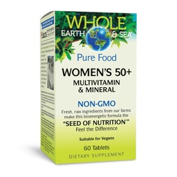 Natural Factors Whole Earth & Sea Women's 50+ Multivitamin & מינרלים, 1 מכיל מנות תזונה Equivalent ל 1⁄2 lb של Veggies, 60 טבליות
