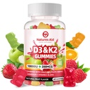 Natures Aid Sugar-Free ויטמין D3 K2 מסטיקנים עם Calcium + K2 (MK-7), Magnesium Citrate, ויטמין C, כוח נוסף - תחליף האולטימטיבי לשיניים שרירים העצם Immune, טבעוני - 60 מסטיקנים