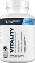 Transud Labs Vitality Booster - תוסף טסטוסטרון לגברים עם Ashwagandha KSM-66, PrimaVie Shilajit Extract, & DIM כדי לתמוך Vitality, & Bioavailable טסטוסטרון - הרוזן 60