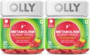OLLY Metabolism Gummy טבעות, Apple Cider Vinegar, ויטמין B12, Chromium, Energy and Digestive Health, Chewable Supplement, Apple Flavor, Twin Pack - 60 Count Count
