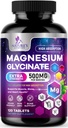 Magnesium Glycinate 500 מ"ג - Chelated for Ultra Absorption - תומך העצם, השרירים, Nerves & Heart Health, Nature's Sleep Support, Best Magnesium Supplement Pills for Whole Body Support - 120 טבליות