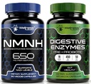 WELLNESS LABSRX NMNH and Digestive Enzymes Capsules Bundle, 2 Piece Set