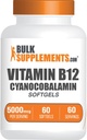 BulkSupplements.com ויטמין B12 5000 mcg Softgels - כמו Cyanocobalamin, ויטמין B12 תוספים, עבור תמיכה באנרגיה - Gluten חינם, 1 Softgel לכל המשרת, ספירה 60 (Pack של 1)