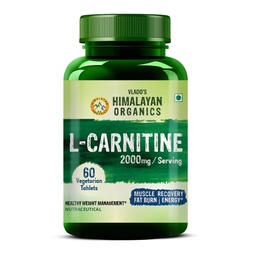 Vlado’s Himalayan Organic L-Carnitine 2000 Mg | Healthy Weight Management | Supports Muscle Recovery, Boost Energy, Endurance, And Fat Burn - 60 Vegetarian Tablets