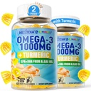 אומגה 3 חניכיים 1000mg + Turmeric - אומגה 3 שמן שמן אלטרנטיבי למבוגרים - Algae DHA 600 מ"ג ו EPA 300 מ"ג, ויטמין A, C, E, Zinc & MSM, סוכר חינם, 120 Cts