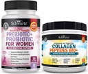 BioSchwartz hydrolyzed Collagen Peptides אבקת (40+ משרתים) פלוס Prebiotics ו Probiotics עם Enzymes for Women (1 חודש אספקה)