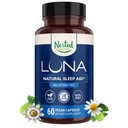 טבעי חטוף לונה שינה תוסף, Melatonin חינם, non-Habit Forming Herbal Sleep Supplement, Adult Bedtime Support, Help Sleep w/Chamomile, Valan, L-theanine, 60 קפסולות טבעוניות