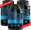 12-in-1 Nootropic Brain תוסף Anhydrous: גינקו בילובה לתמיכה במוח, זיכרון והתמקדות - B12, Alpha GPC, L Theanine ו- Choline תוספים עם bioperine Non Caffeinated 1321 מ"ג (180ct)