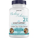 15 יום ניקוי 2X - תמיכה כפולה Gut & הקולוניות - Advanced Gutse Detox for Women & Men with alphalfa, Cascara Sagrada, Probiotics & Psyllium Husk - Non-GMO - Made in USA - 60 קפסולות (1בק)
