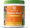 דשא ירוק Superfood Immunity: Super Greens אבקת עם ויטמין C, Cordyceps, Beet Root אבקת & Reishi Mushrooms, Tangerine, 30 משרתות