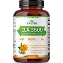 Zazzee High Potency CLA 3600, 180 Softgels, 3600 מ"ג לשרת, Conjugated Linoleic Acid של שמן ספפיפיפי, ריכוז וסטנדרט, 60 יום אספקה, non-GMO ומיוצר בארצות הברית