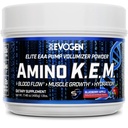Evogen Amino K.E.M. - EAA & BCAA אבקת משאבה Volumizer | BCAAs Amino Acids תוספת של זרימת דם, צמיחה שרירים, הידרציה | Blueberry Apple | 30 משרתים