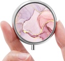 Mini Pill Box, Small Pill Box, Portable Pill Box, Sweet Pill Organer עבור ויטמינים, תרופות, שמן דגים ותוספים (Pink Marble)