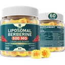 Berberine 500 מ"ג תוסף, פעם דיילי, Liposomal Gummies עם Ceylon Cinnamon, Bitter Melon, Banaba for Metabolism Balanced, AMPK Activator, High Absorption, סוכר חינם, טבעוני 60 Cts