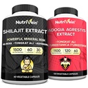 Nutrivein Premium Shilajit קפסולות ו Fadogia Agrestis תוספת Bundle: Powerful Shilajit עבור נשים וגברים + Fadogia Agrestis עם טונגקאט עלי עבור ביצועים, אנדורנס, ו Vitמציאותיות