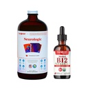 LIQUIDHEALTH Neurologic nootropic Focus תוסף & אורגני Methyl B12 5000mcg ויטמין טיפות עם Tart Cherry Juice for Immune Support, שיפור זיכרון וריכוז, אנרגיה טבעית, בריאות כללית
