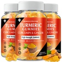 Turmeric Curcumin Gummies (3 Pack) - תוסף Turmeric Curcumin עם ג'ינג'ר & Black Peppermies עבור Immune שרירים תמיכה עור בריא - טבעוני, גלוט חינם, סוכר נמוך - למבוגרים