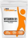 BulkSupplements.com אבקת Thiamine Mononitrate - ויטמין B1 אבקה, Thiamine B1 תוסף - ויטמין B1, Gluten Free, 125 מ"ג לשרת, 250g (8.8 oz) (Pack of 1)