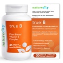 NatureCity True-B Plant-Based Super B Vitamin Complex Supplement |Made from Certified Organic Whole Food Plant Sources with Active Folate and Vitamin B12 - (30 Veggie Capsules)