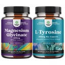 Bundle של Magnesium Glycinate 400 מ"ג קפסולות פוטנט L Tyrosine 500 מ"ג קפסולות - עבור Sleep Support עצם בריאות שריר התאוששות - Amino Acid תזונה משלימה עבור בריאות המוח שלך