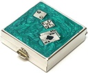 9339 Square Small Pill Box מארגנת Aqua Green Silver Dice & Cards נשים נוסעות גלולה מקרה פורבס Pocketer כל יום מכיל תרופות וויטמין Box תרופה