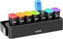 AUVON Moisture-Proof Weekly Pill מאורגן עם עיצוב Locking, Sleek Pill Box 7 Day Easy to Use, Black Pill Case for Privacy Protection, Pill Holder for Medicines, ויטמינים, שמן דגים, תוספים