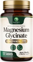 Magnesium Glycinate 500 מ"ג - Chelated for Ultra Absorption - תומך העצם, השרירים, Nerves & Heart Health, Nature's Sleep Support, Best Magnesium Supplement Pills for Whole Body Support - 120 טבליות