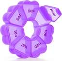 מארגנת גלולות שבועיות גדולות, Pill Box 7 Day, KAPENS Daily Case Large Capacity Compartments, Pill Containers for Fish Oil Supplements, Purple