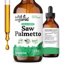Wild & Organic Saw Palmetto Tincture - Saw Palmetto לחלץ תוספת לגברים ונשים - אבקת נוזלית המבוססת על טיפות - Serenoa Repens Berries - טבעוני, סוכר ואלכוהול חינם - 4 oz