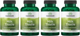 Swason Milk Thistle (Standardized) - Herbal Liver תומך תוספת w / 80% Silymarin - פורמולה טבעית מסייעת לשמור על בריאות כללית ורווחה - (120 קפסולות) (4 Pack)