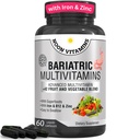 Bariatric Multivitamin עם Iron for Women & Men - All-in-One 42 Superfood Band for Energy & Immune Support - Post-Surgery Recovery, Easy-to-Swallow, Halal, Made in USA (60 קפסולות נוזליות)