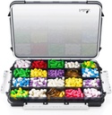 Fullicon תוספת גדולה גלולות מארגנת עם Moisture Proof עיצוב, Travel Jambo Pill Box עם 20 השוואתיות, מארגנת תוספת עבור ויטמינים עם 3 Secured Buckles (Black)
