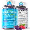Magnesium Citrate Gummies 500 מ"ג עבור נשים גברים סוכר חינם, Magnesium Citrate for Constipation | Chelated Magnesium Gummies with B6 עבור Mood, Calm |Calcium Magnesium Magnesium Zinc 3 עבור העצם & שריר