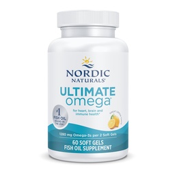 Nordic Naturals Ultimate אומגה, Lemon Flavor - 60 Soft Gels - 1280 מ"ג אומגה 3 - תוספת שמן דגים גבוהה עם EPA & DHA - מקדם את המוח ובריאות הלב - Non-GMO - 30 משרתים