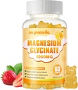 Magnesium Glycinate Gummies 1000 מ"ג - סוכר חינם Magnesium Potassium תוספת עם ויטמין D, B6, CoQ10 עבור Calm Mood & Sleep Support - 60 חניכיים כתום