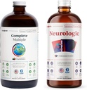 LIQUIDHEALTH Complete Multiple Daily Multivitamin & Neurologic nootropic ויטמין Bundle למבוגרים - Boost Immune Support, שיפור זיכרון, מיקוד וריכוז - טבעוני, non-GMO, מיוצר בארה"ב
