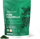 Vital Plan Pure Chlorella Tablets - Sun Grown Chlorella Pyrenoidosa תוסף על ידי ד"ר ביל רולס w /Broken Cell Wall - אורגני Chlorella w /Chlorophyll, Cracked Cell Wall & No Fillers (1000 Tabs)