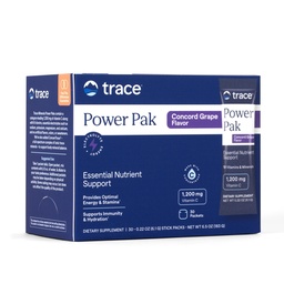 Trace מינרלים Power Pak Multivitamin ו- Multimineral Packets - תמיכה אלקטרוליטית - 1200 מ"ג ויטמין C Plus 70 קונקורד Grape Flavor - 30 Packets
