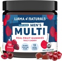 Llama Naturals Multivitamin for Men, טבעוני, חניכיים אורגניות עם ויטמין D, C ו- K, ויטמין חניכיים הפירות האמיתיים של גברים, תוספי Multivitamin Chewable, No Add Sugar Cane, Cherry, 120 Ct.