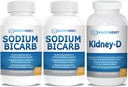 Sodium Bicarbonate 650 מ"ג קפסולות עבור סיוע Acid, Alkalinity 120 Pills 2Pack + Kidney-D Kidney תוסף. ויטמין D מותאם לתמיכה ב- Kidney.