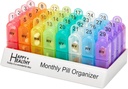 מארגנת גלולות חודשיות 2 פעמים ביום, 30 יום Pill Box AM PM, בוקר ו Night One חודש גלולות Box מארגנת עם Daily Removable 31 Day Pill ארגן וארגן טריי