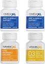 אומגה XL Immune תומך Bundle - (2) 60 Count + TurmericXL + ויטמיןXL + ויטמיןXL D3 - כדי לתמוך בבריאות החיסון האופטימלית (Pack of 4)