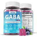 GABA Gummies 500 mg - Sugar-Free Calm Gummies with L Theanine, 5-HTP, Vitamins D3, B12, Ashwagandha, Melatonin-Free for Brain Calm, Mood, Zzz Better, GABA Supplement for Adult, Blueberry Flavor, 1Pack