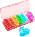 Betife Weekly Pill מארגנת 2 פעמים ביום, 7 Day Pill Box AM PM, Portable Travel Pill Case, Daily Pill Container Day and Night, Medicine מארגנת עבור תרופות, ויטמין או תוסף (Pink)