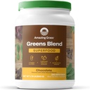 אבקת סופר-מזון מדהימה: אבקת ירקות עם Enzymes & Probiotics, אורגני Spirulina, Chlorella, אבקת שורש באט, שוקולד, 100 משרתים
