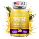 מגנזיום Glycinate חניכיים 600 מ"ג, non-GMO, Gluten-Free, Magnesium חניכיים למבוגרים וילדים, שינה, הירגעות ו Focus, Pineapple Flavor, 60 Count Count