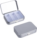 2Pack Pill Box 3 השוואתי גלולת גלולות,Portable Metal Travel Pill Box with Mirror for Medicine, ויטמינים, שמן Fish ותוספים, תיבת גלולת גלולות עבור Pocket או Purse (Silver)