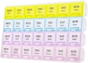 מארגנת גלולות שבועיות גדולות 4 פעמים ביום, Moisture-Proof 7 Day Pill Box, Travel Pill Cases Portable for Pills ויטמין Fish שמן תוספי מזון (Yellow)
