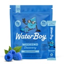 Waterboy Weekend Recovery | 3,200 מ"ג אבקת Packets | ג'ינג'ר + L-theanine + ויטמינים | No Sugar, All Natural, Gluten Free | 24 שתו מקל Mixes (כחול פטל)